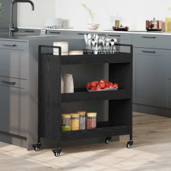 Carrinho de cozinha carvalho preto 70 x 30 x 82 cm