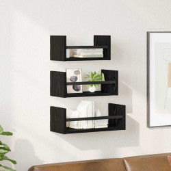 Conjunto de prateleiras de parede 3 unid. carvalho preto