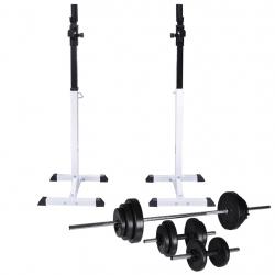 Suporte barra musculação c/ conjunto pesos e barras 30,5 kg - Imagen 1
