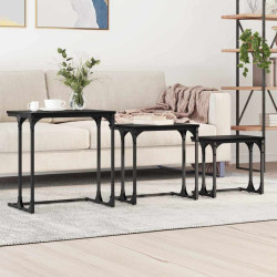 Mesa de café empilhável 3 unid. carvalho preto