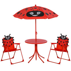 Conjunto de Mesa e Cadeira de Jardim Conjunto de Picnic Dobrável para Crianças Conjunto de Mesa com Chapéu de Sol com Altura Aju