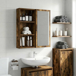 Armário de parede para banheiro com prateleira carvalho fumado