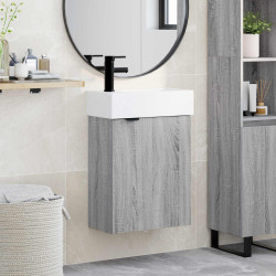 Conjunto de móveis de banheiro com torneira sonoma cinzento