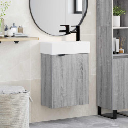 Conjunto de móveis de banheiro com torneira sonoma cinzento