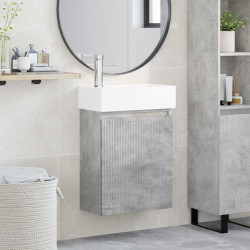 Conjunto de móveis de banheiro com torneira cinzento cimento