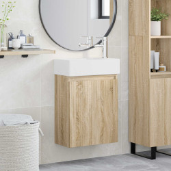 Conjunto de móveis de banheiro com torneira carvalho sonoma