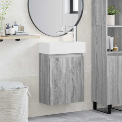 Conjunto de móveis de banheiro com torneira sonoma cinzento