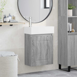 Conjunto de móveis de banheiro com torneira sonoma cinzento