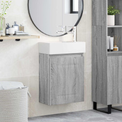 Conjunto de móveis de banheiro com torneira sonoma cinzento
