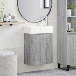 Conjunto de móveis de banheiro com torneira sonoma cinzento