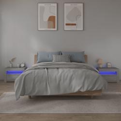 Mesas de cabeceira com LEDs 2 pcs 60x35x40 cm sonoma cinza