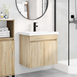 Conjunto de móveis de banheiro com torneira carvalho sonoma