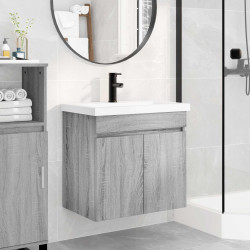 Conjunto de móveis de banheiro com torneira sonoma cinzento