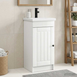 Gabinete de banheiro com pia branco brilhante 42 x 40 x 84,5 cm