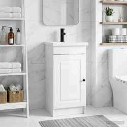 Gabinete de banheiro com pia branco brilhante 42 x 40 x 84,5 cm