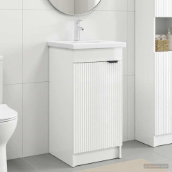 Gabinete de banheiro com pia branco brilhante 42 x 40 x 84,5 cm