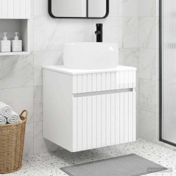 Vanidade de pia de parede branco brilhante 49 x 44,5 x 66 cm