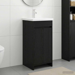 Gabinete de banheiro com pia carvalho preto 42 x 40 x 84,5 cm