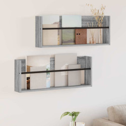 Estante de revistas 2 unid. cinza sonoma 80 x 12 x 30 cm