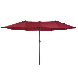 Chapéu de Sol Duplo 4,55x2,68x2,38 m Chapéu de Sol de Jardim com Manivela Manual Resistente à Água e com Proteção Solar UV para