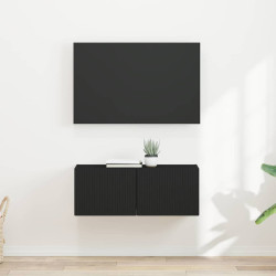 Armário de TV de parede 2 unid. preto derivados de madeira