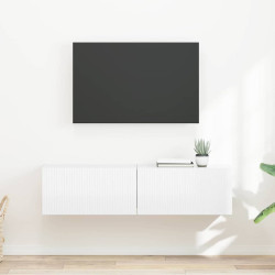 Armário de TV de parede 2 unid. branco brilhante
