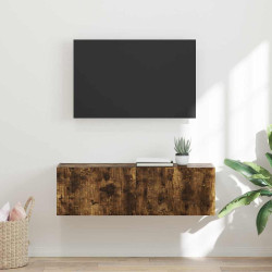 Armário de TV de parede 98 x 31 x 29,5 cm carvalho defumado