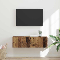Armário de TV de parede 98 x 31 x 29,5 cm madeira antiga