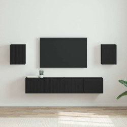 Armário de TV de parede 2 unid. preto derivados de madeira