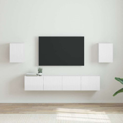 Armário de TV de parede 2 unid. branco brilhante