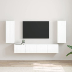 Armário de TV de parede 2 unid. branco brilhante