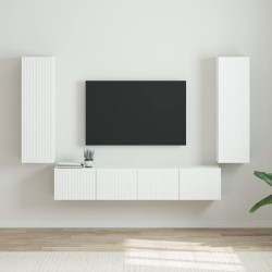 Armário de TV de parede 2 unid. branco brilhante