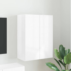Armário de TV de parede 59,5 x 31 x 80 cm branco brilhante