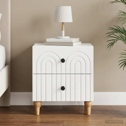 Armário de cabeceira branco brilhante 43 x 34,5 x 48 cm