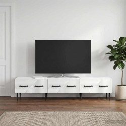 Gabinete para TV com gaveta branco brilhante 147 x 34,5 x 30 cm