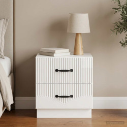 Armário de cabeceira branco brilhante 43 x 34,5 x 44,5 cm