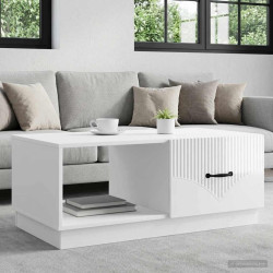 Mesa de centro branco brilhante 90 x 50 x 37 cm