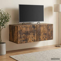 Gabinete de TV de parede 98 x 31 cm carvalho fumado