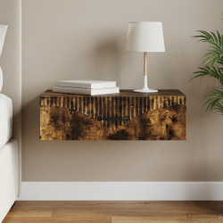 Mesa lateral de parede carvalho fumado 59 x 34,5 x 17 cm