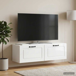 Gabinete de TV de parede branco brilhante 98 x 31 x 30 cm