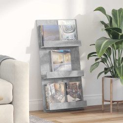 Estante de revistas com prateleira cinzento 51 x 11 x 102 cm