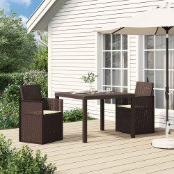 Cadeiras de jantar para jardim 2 unid. castanho e creme PP