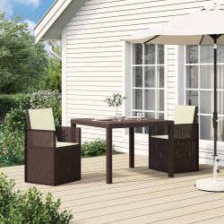 Cadeiras de jantar para jardim 2 unid. castanho e creme PP
