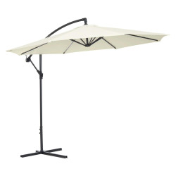 Chapéu de Sol de Jardim Ø300x260cm Chapéu de Sol Excêntrico Inclinável com Manivela Base Cruzada e Suporte de Metal 8 Hastes par