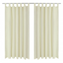 Cortinas de cetim com presilhas, 2 pcs, 140 x 245 cm, creme