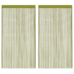 Cortinas de fios 2 pcs 100x250 cm verde