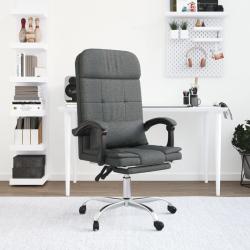 Cadeira massagens escritório reclinável tecido cinzento-escuro