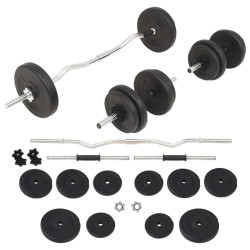 Conjunto de barra e halteres 30 kg