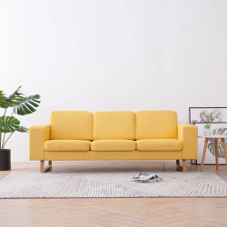 Sofá de 3 lugares em tecido amarelo