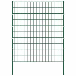 Painel de vedação com postes de ferro 176,5x200 cm verde